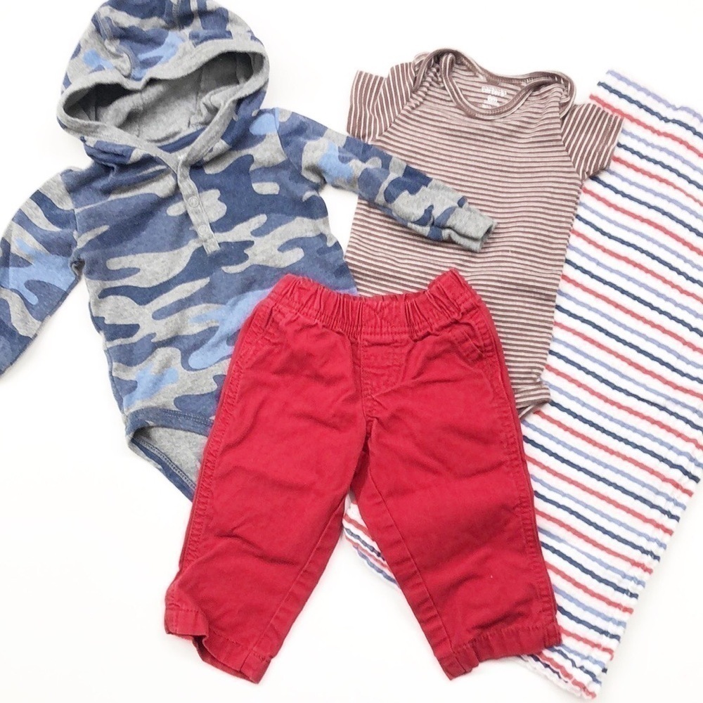 Carter's baby boy camo outfit set + blanket